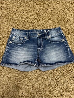Miss Me Distressed Dark Blue Denim Short Shorts